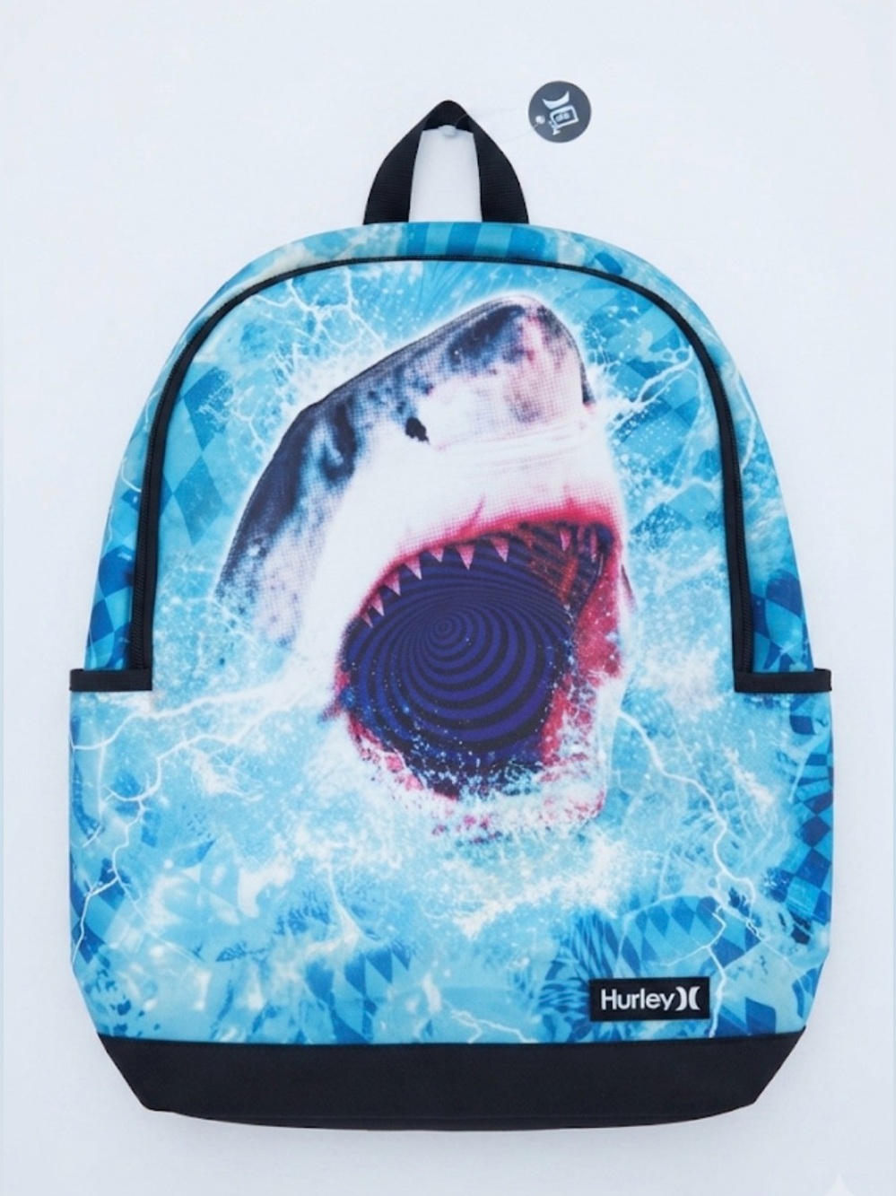 Hurley Shark Graphic Backpack Blue Water Waves School Bookbag Laptop Pocket New